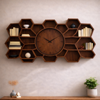 Solid Wood Sculptural Honeycomb Wall Clock – Modern Functional Art