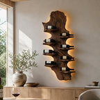 Wall-Mounted Wine Rack – Solid Wood Bottle Holder for Home Bar