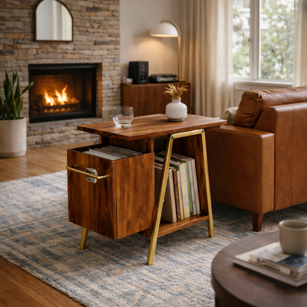 Solid Wood Side Table – Modern Natural Accent Table