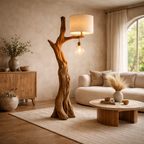 Sculptural Standing Lamp – Solid Wood Floor Light for Living Room Decor