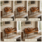 Leaf Back Wood Bench – Solid Wood Entryway Bench with Sculptural Leaf Design for Home Decor