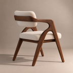 Sculptural Walnut Wood Upholstered Armchair