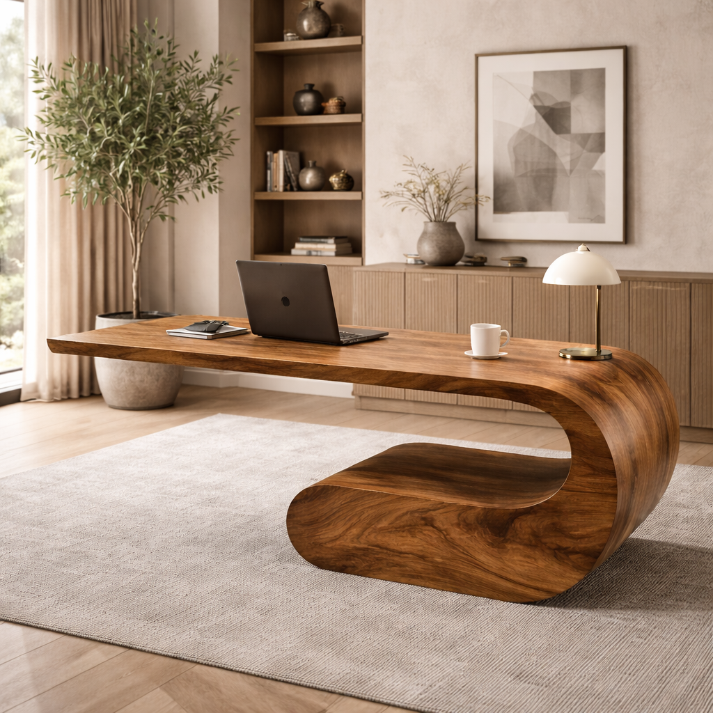 Sculptural Bench – Handmade Solid Wood Bench for Modern Home