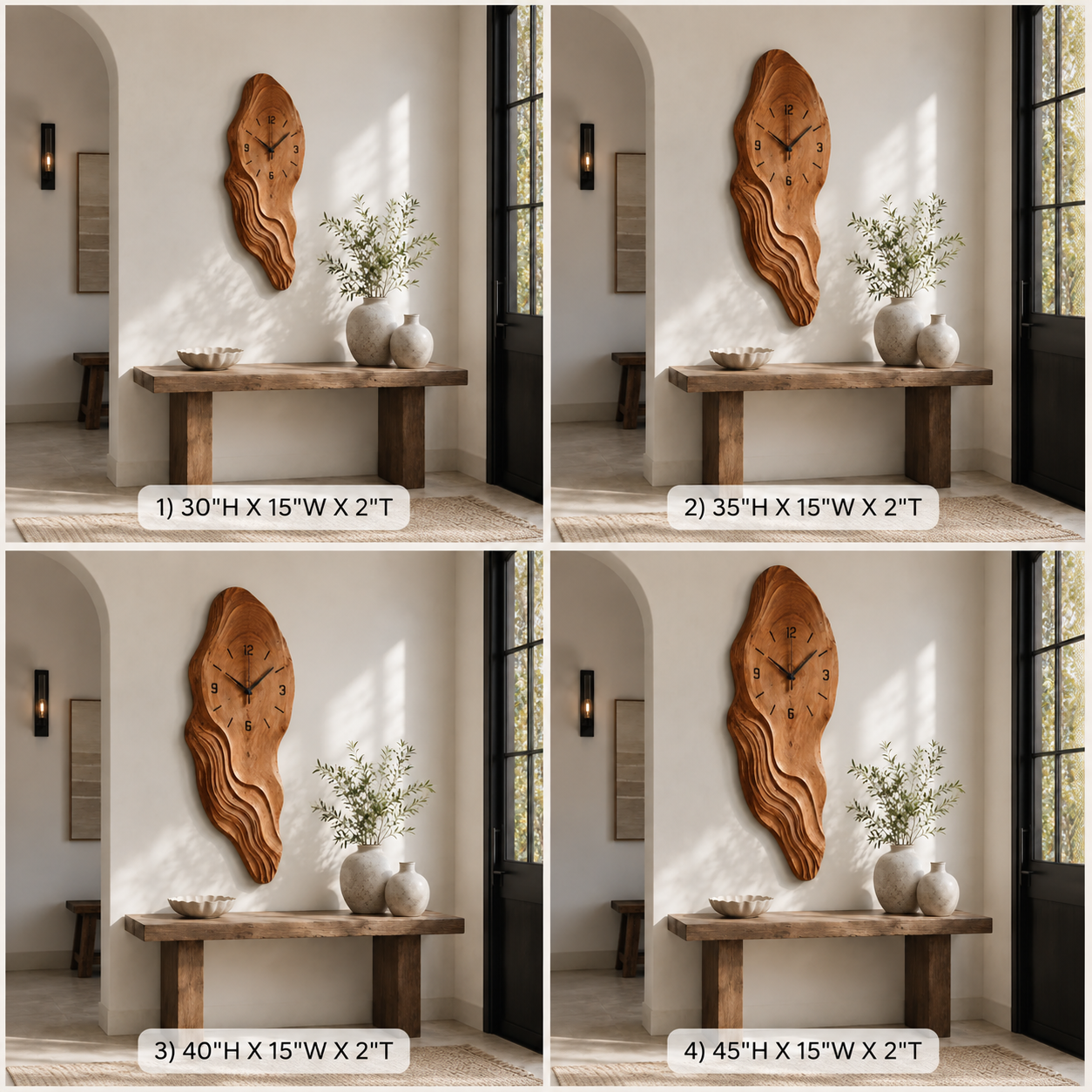 Live Edge Wood Wall Clock – Solid Wood Decorative Clock for Living Room Decor