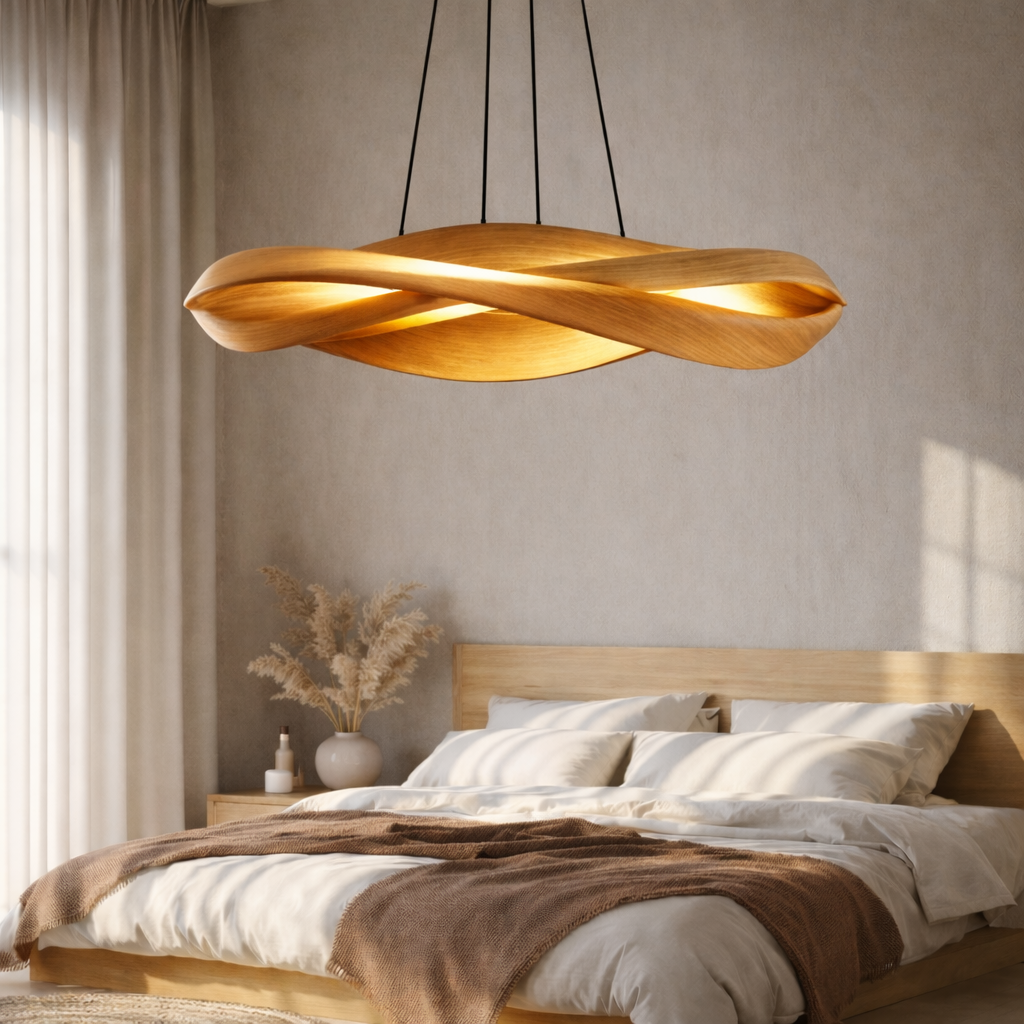 Sculptural Wooden Pendant Light – Handcrafted Organic Modern Design