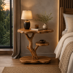 Tree Root Nightstand – Handmade Solid Wood Bedside Table for Rustic Luxury Bedroom Decor