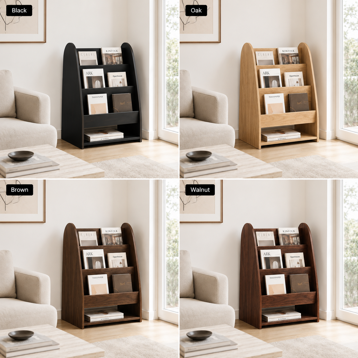 Wooden Magazine Rack – Solid Wood Display Stand for Reading Corner Decor