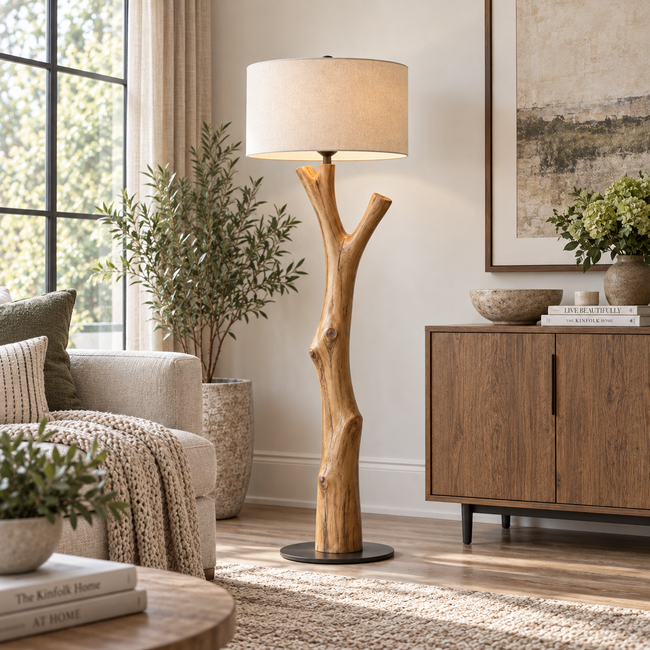 Natural Branch Wood Floor Lamp Hover Image