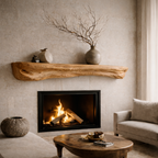 Live Edge Mantel Shelf – Rustic Solid Wood Fireplace Shelf