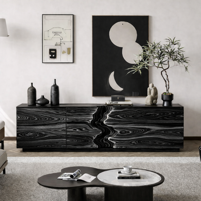 Solid Wood TV Stand – Modern Natural Media Console Main Image