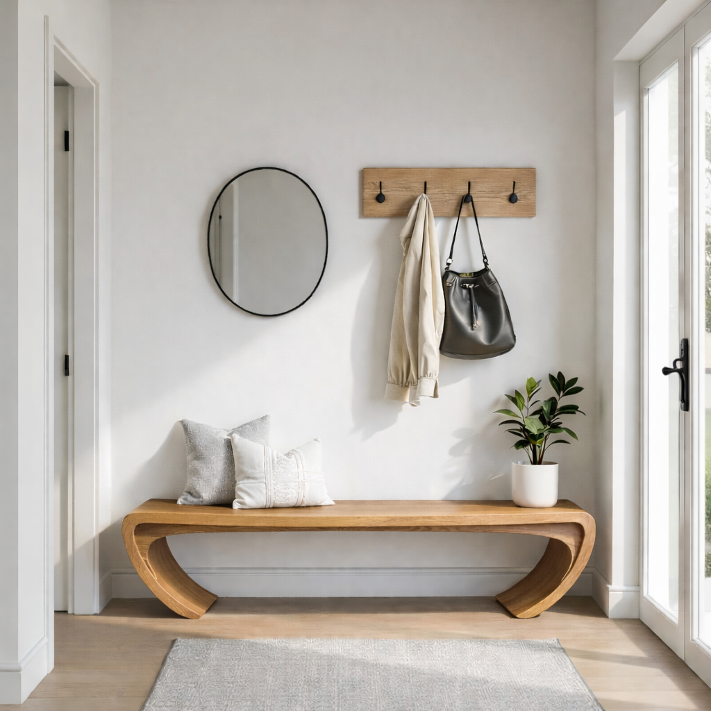 Modern Organic Wooden Bench – Sculptural Wood Furniture for Living Spaces