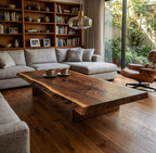 Rustic Coffee Table – Solid Wood Table with Metal Legs for Living Room Decor