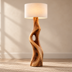 Sculptural Live Edge Wood Floor Lamp