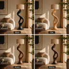 Sculptural Wood Floor Lamp – Solid Wood Standing Lamp for Living Room Decor