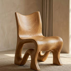 Sculptural Accent Chair – Solid Wood Lounge Chair for Modern Living Room