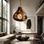 Sculptural Wood Pendant Light – Handcrafted Wooden Ceiling Lamp for Living Room Decor