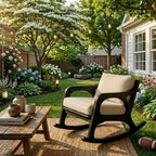 Outdoor Rocking Chair – Solid Wood Lounge Chair with Cushioned Seat