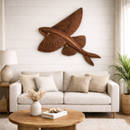 Flying Eagle Wall Art – Solid Wood Decorative Panel for Rustic Home Deco