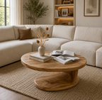 Sculptural Coffee Table – Solid Wood Modern Table for Living Room Decor