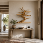 Bonsai Tree Wall Shelf – Wooden Floating Shelf Decor