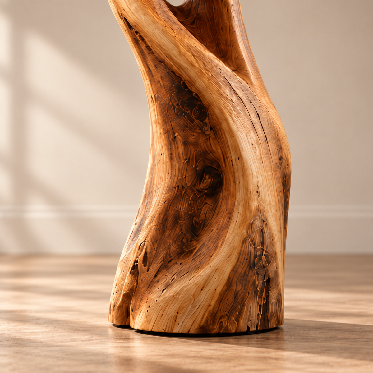Sculptural Live Edge Wood Floor Lamp