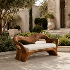 Sculptural Wave Wood Bench