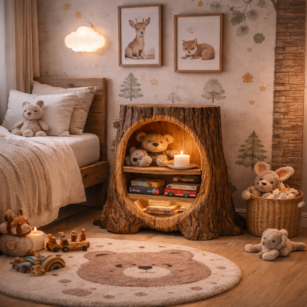 Solid Wood Nightstand – Modern Natural Bedside Table