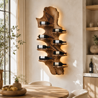 Wall-Mounted Wine Rack – Solid Wood Bottle Holder for Home Bar