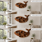 Whale Shaped Wood Wall Shelf – Solid Wood Display Shelf for Dining Room and Home Bar Decor