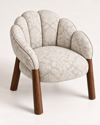 Petal Back Upholstered Accent Chair with Walnut Legs