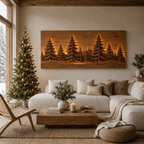 Backlit Pine Forest Wood Wall Art