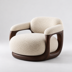 Sculptural Bouclé Swivel Lounge Chair