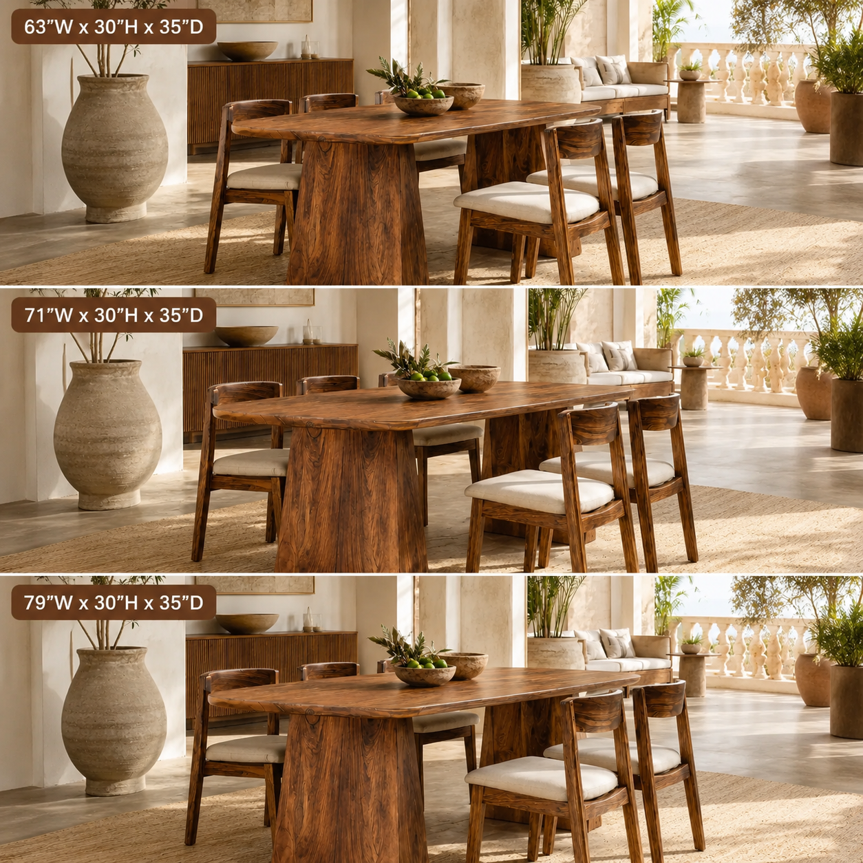 Oval Wood Dining Table Set – Solid Wood Dining Room Table with Chairs for Modern Organic Decor