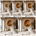 Round Wave Wood Wall Art – Solid Wood Backlit Wall Sculpture for Bedroom Decor