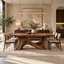 Sculptural Wave Base Wood Dining Table