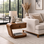 C-Shaped Side Table – Modern Wooden Table for Sofa and Bedside