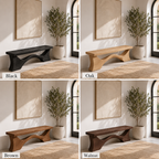 Sculptural Wood Entryway Bench – Solid Wood Hallway Bench with Curved Base for Home Decor