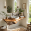 Live Edge Wood Floating Vanity – Solid Wood Wall Mounted Sink Console for Bathroom Decor