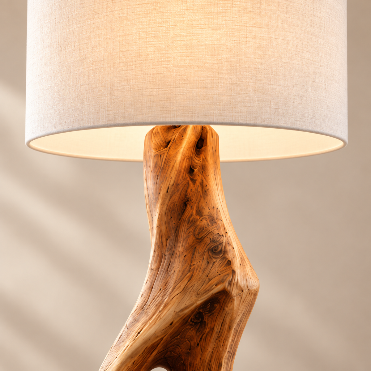 Sculptural Live Edge Wood Floor Lamp