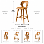 Sculptural Wood Bar Stool – Solid Wood Counter Chair for Kitchen Island Decor