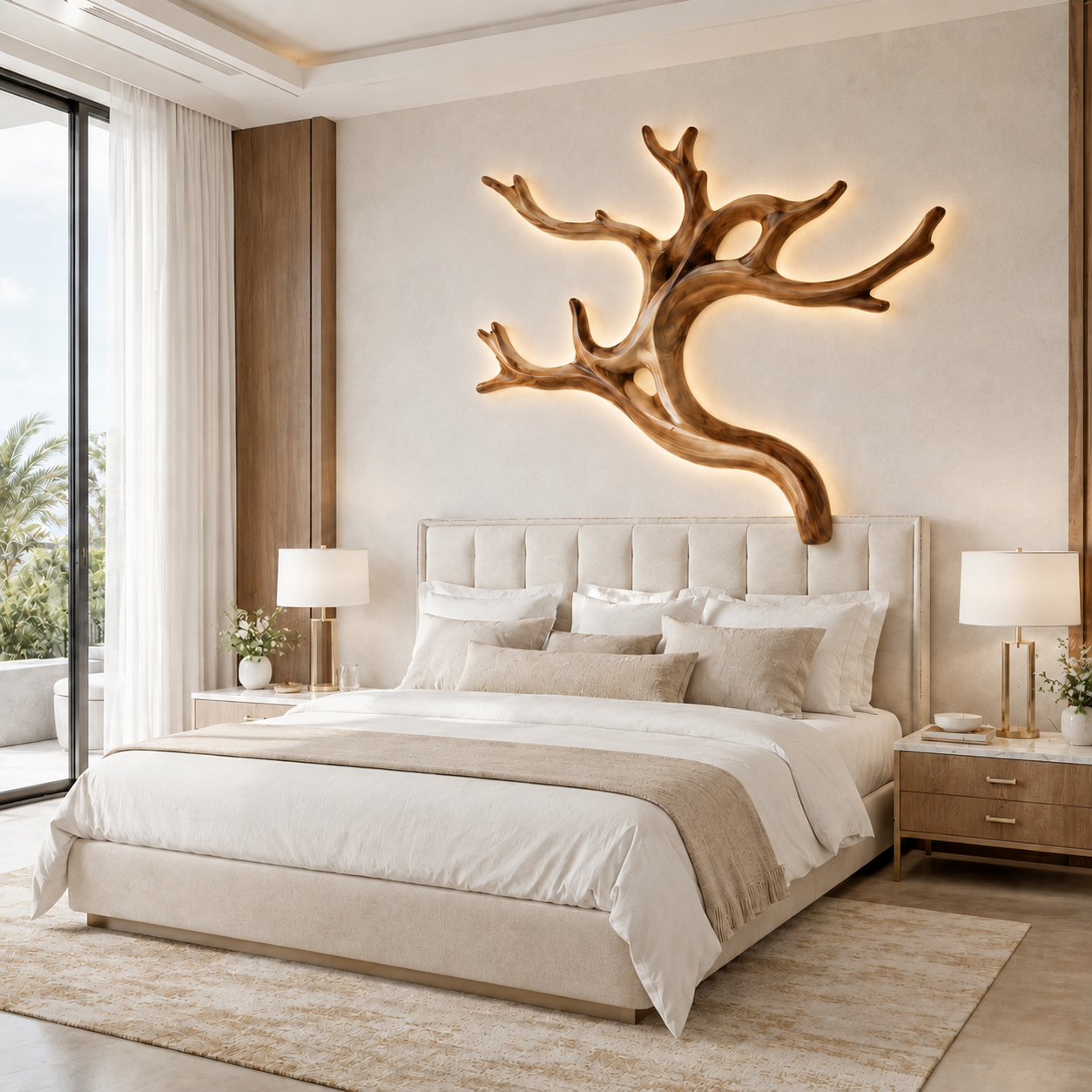 Tree Branch Wood Wall Art – Solid Wood Backlit Wall Decor for Bedroom Decor