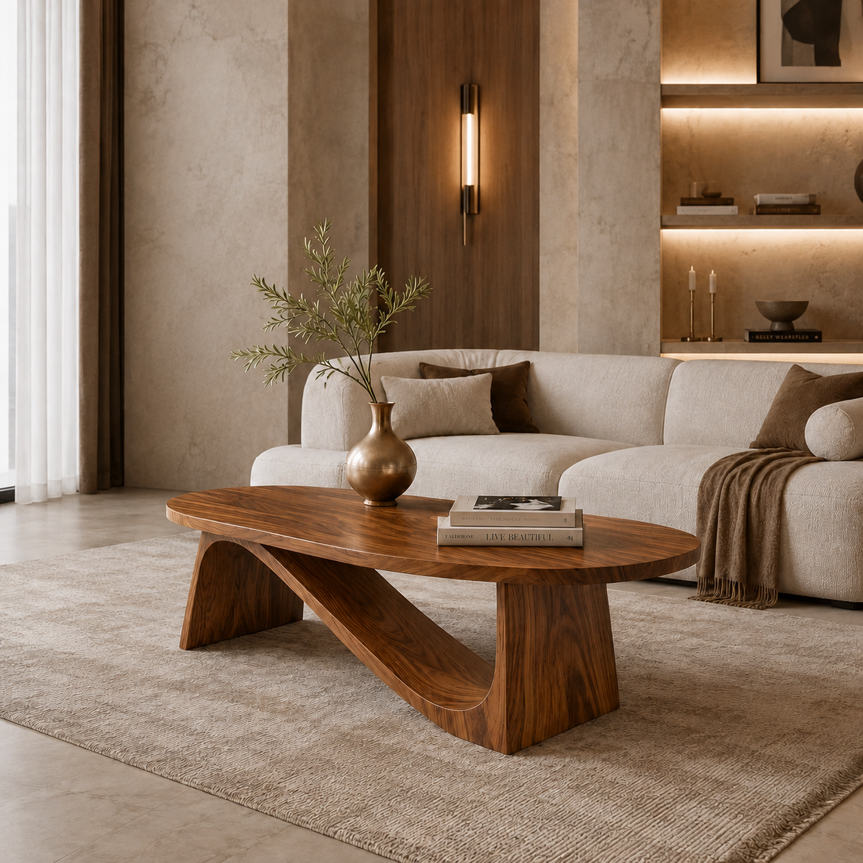 Triangle Coffee Table – Sculptural Solid Wood Table for Living Room