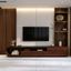 Solid Wood Curved Media Console – Sculptural Low-Profile TV Stand