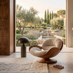Sculptural Lounge Chair – Solid Wood Accent Chair for Living Room