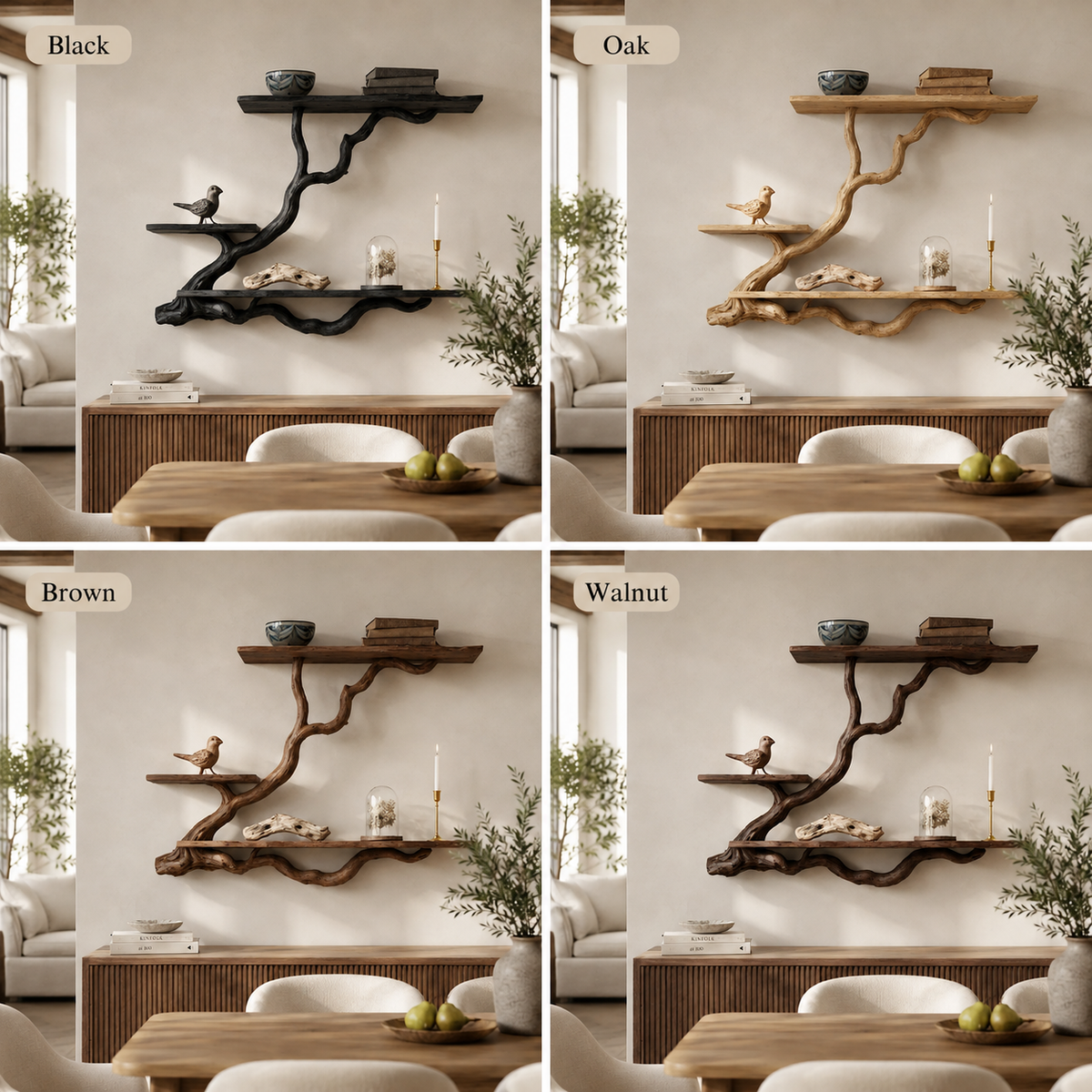 Organic Wall Shelf – Solid Wood Display Shelf for Living Room