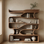 S-Shaped Bookcase – Sculptural Solid Wood Display Shelf