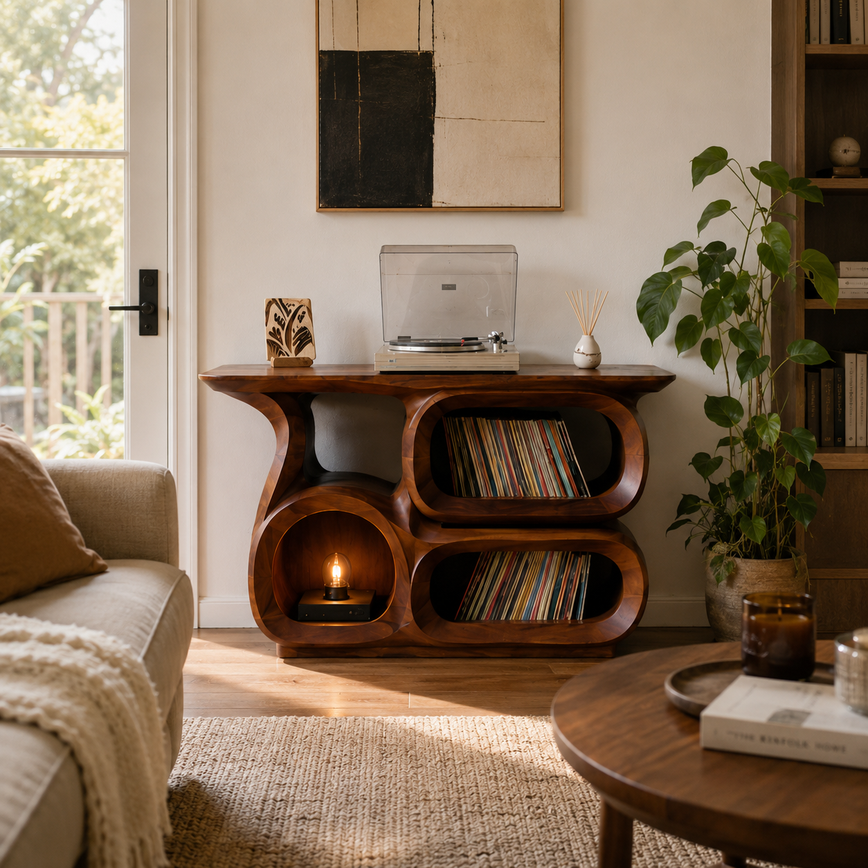Sculptural Vinyl Record Console
