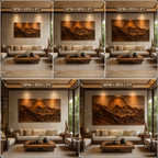 Mountain Wood Wall Art – Solid Wood Carved Landscape Wall Decor for Living Room Decor