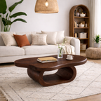 Oval Coffee Table – Sculptural Solid Wood Table for Living Room
