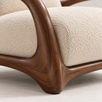 Sculptural Wood Frame Bouclé Lounge Chair